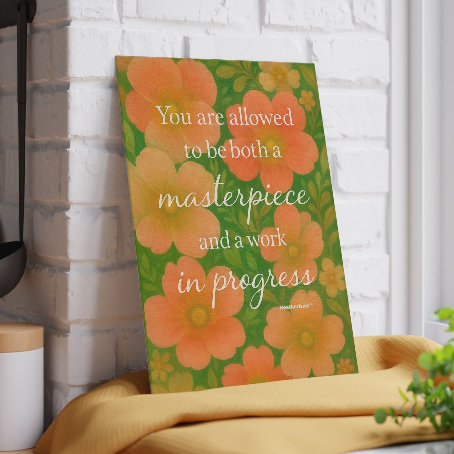 Masterpiece & Work in Progress – Floral Glass Cutting Board | Heatherisms™ Collection Gift for Home Cooks, Unique Cooking Accessory, Floral Design