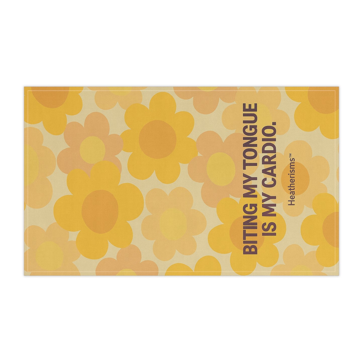 Cheerful Kitchen Tea Towels, Biting My Tongue Is My Cardio, Fun Gift for Cooks, Kitchen Decor, Bright Flower Design, Home Essentials