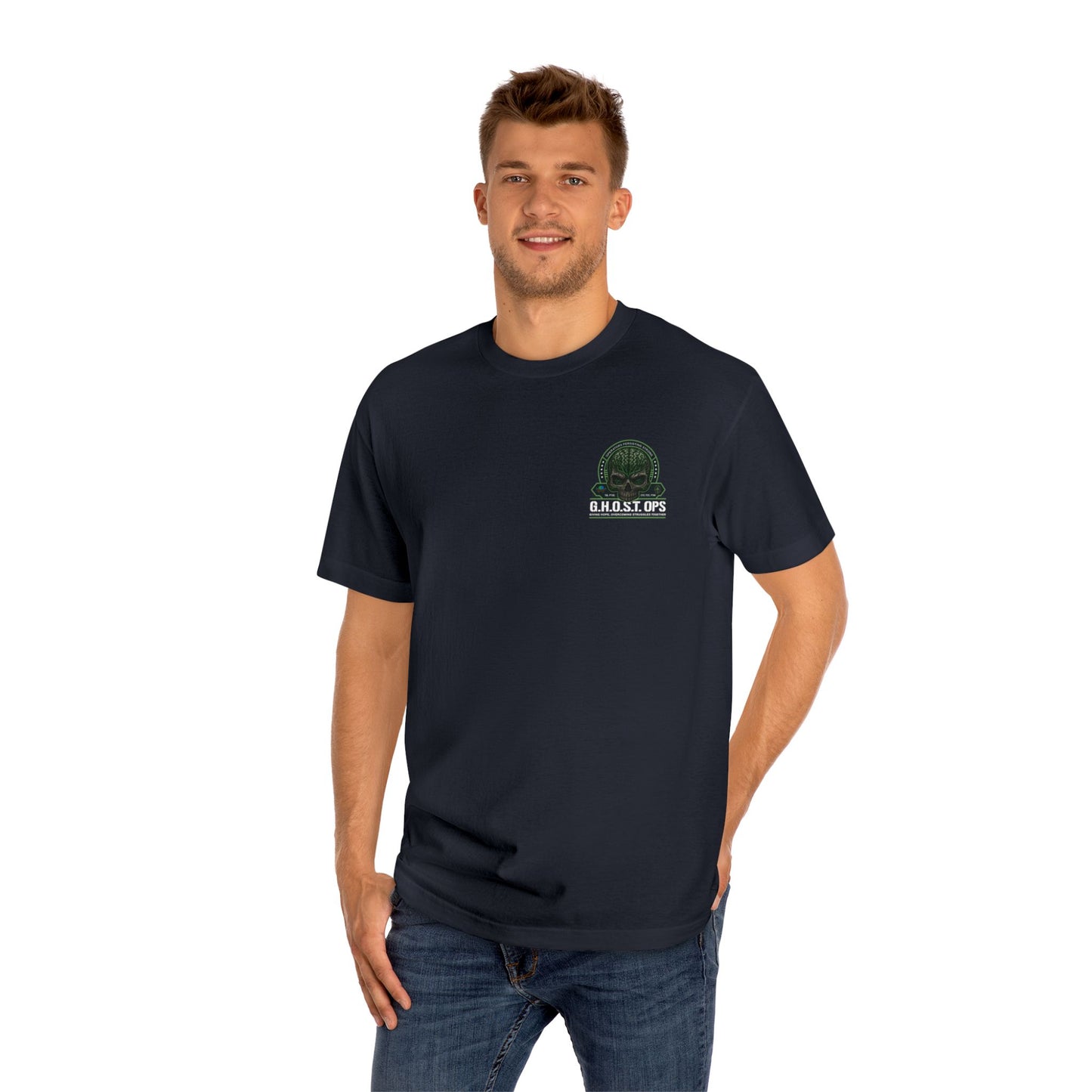 G.H.O.S.T OPS Mission Tee – Front Logo + Back Message | TBI, PTSD, CTE Awareness Shirt Casual Comfortable Shirt, Inspirational Apparel, Gift for Veterans, Support Group Shirt, Everyday Wear