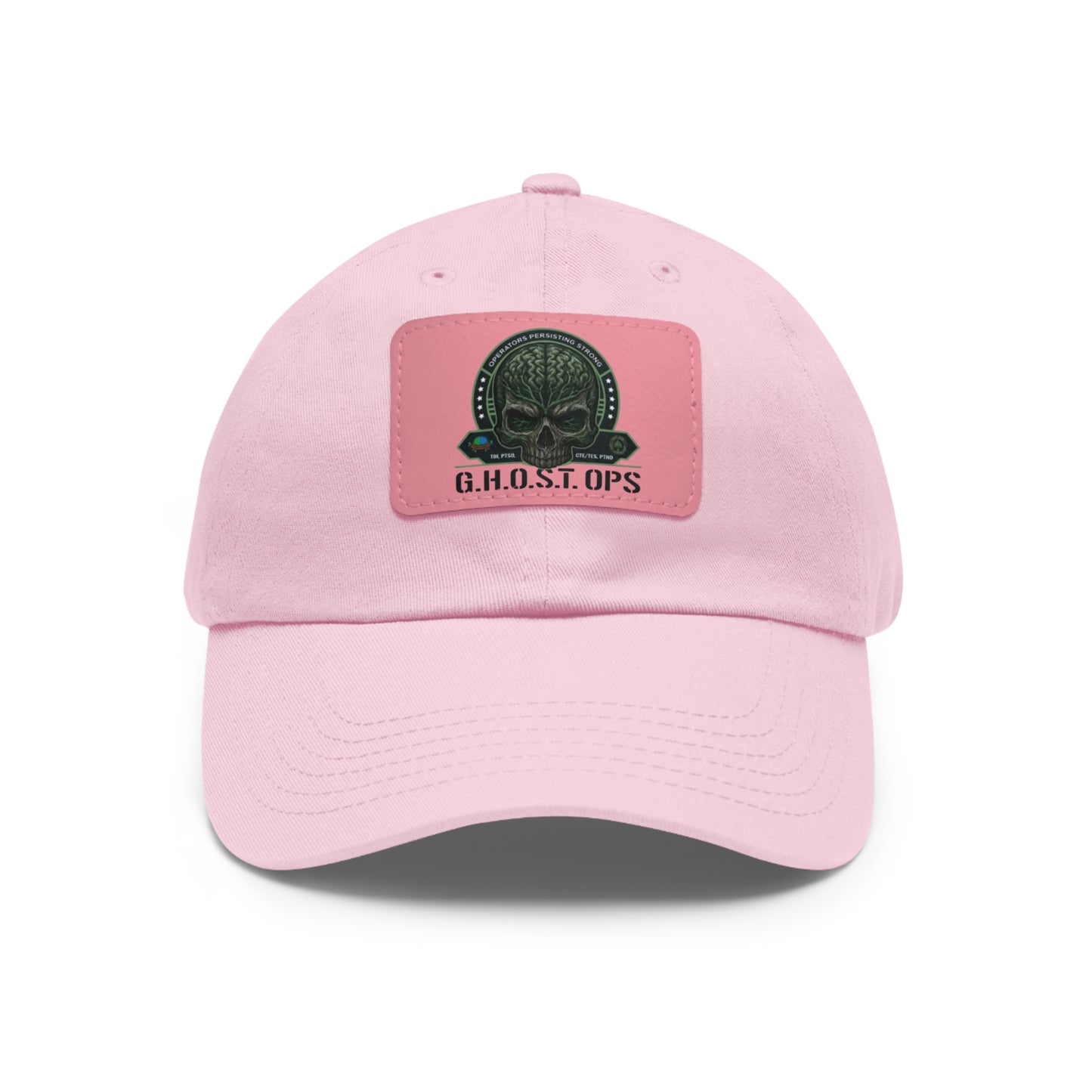 G.H.O.S.T. OPS Dad Hat, Stylish Black Cap with Leather Patch, Trendy Accessories for Dads, Gifts for Men, Casual Wear