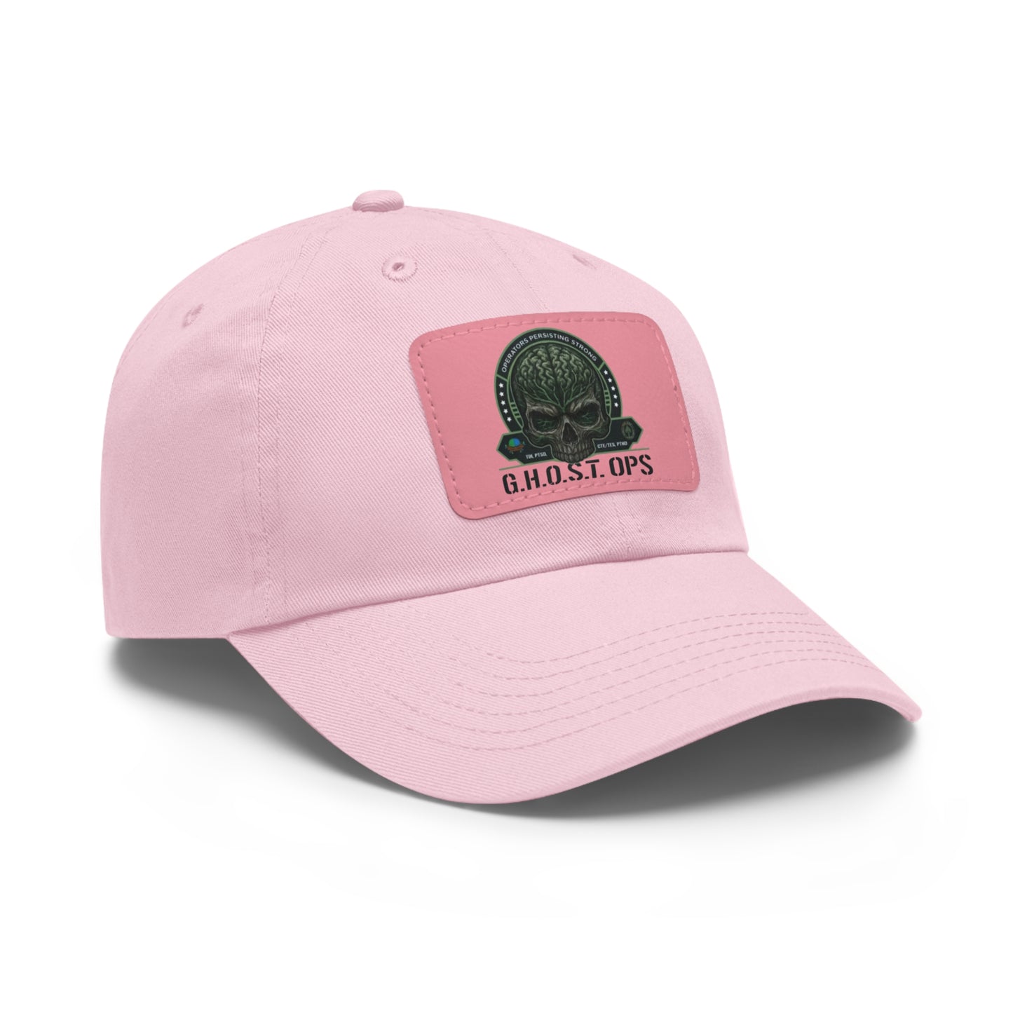G.H.O.S.T. OPS Dad Hat, Stylish Black Cap with Leather Patch, Trendy Accessories for Dads, Gifts for Men, Casual Wear