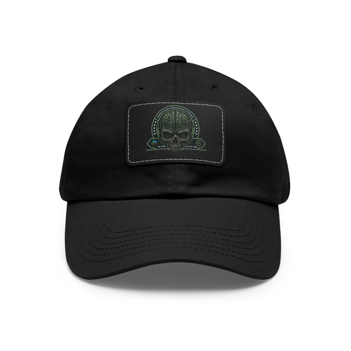 G.H.O.S.T. OPS Dad Hat, Stylish Black Cap with Leather Patch, Trendy Accessories for Dads, Gifts for Men, Casual Wear