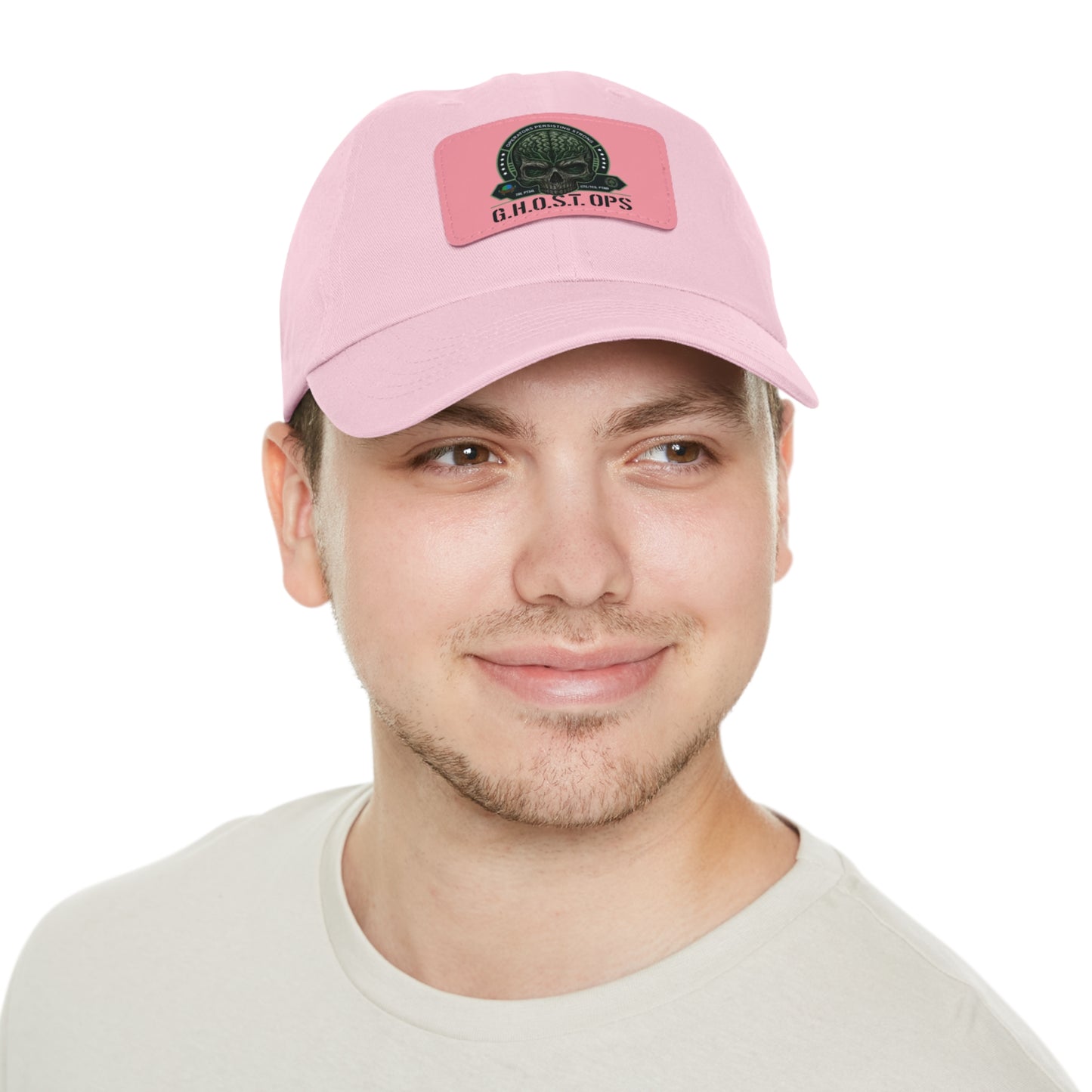 G.H.O.S.T. OPS Dad Hat, Stylish Black Cap with Leather Patch, Trendy Accessories for Dads, Gifts for Men, Casual Wear