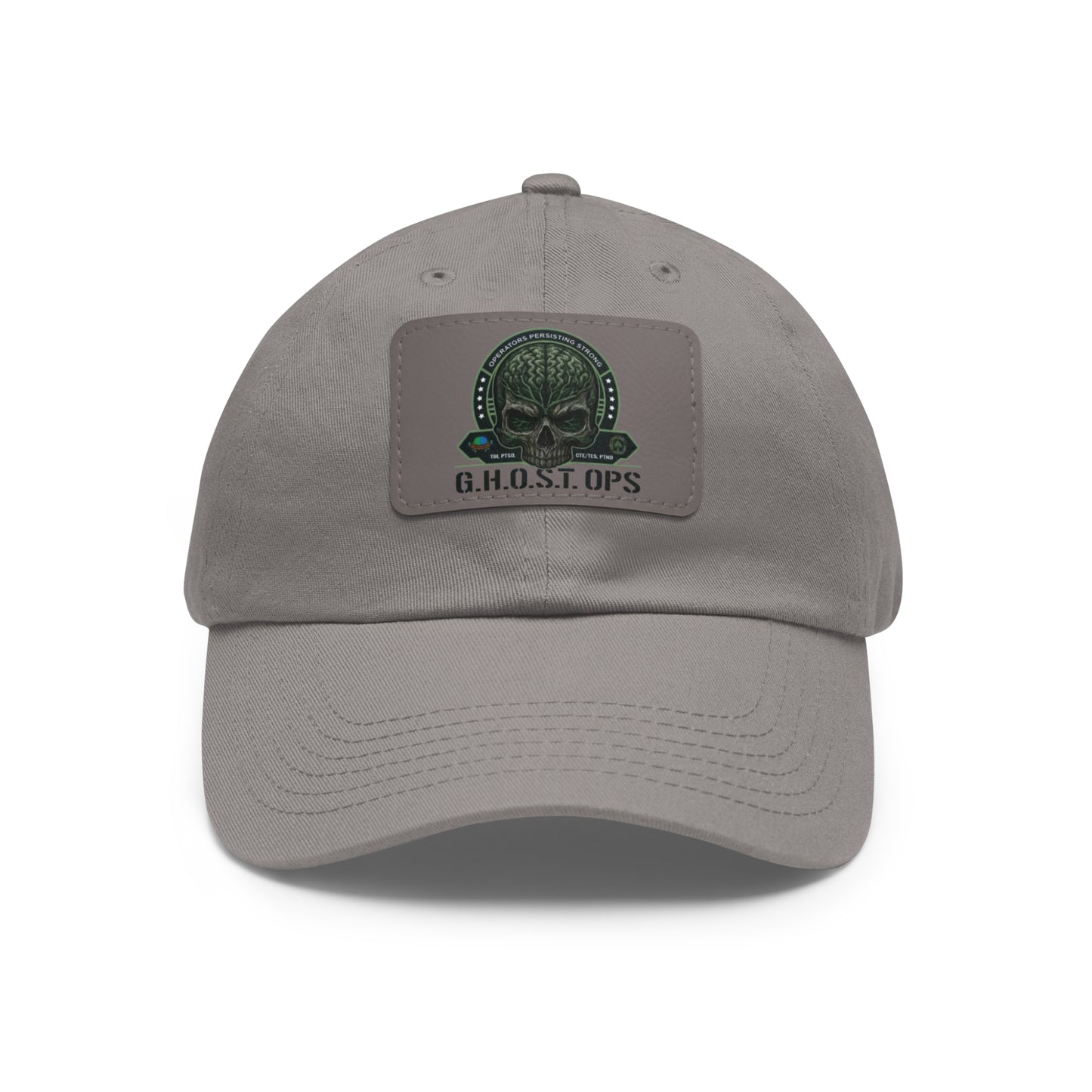 G.H.O.S.T. OPS Dad Hat, Stylish Black Cap with Leather Patch, Trendy Accessories for Dads, Gifts for Men, Casual Wear