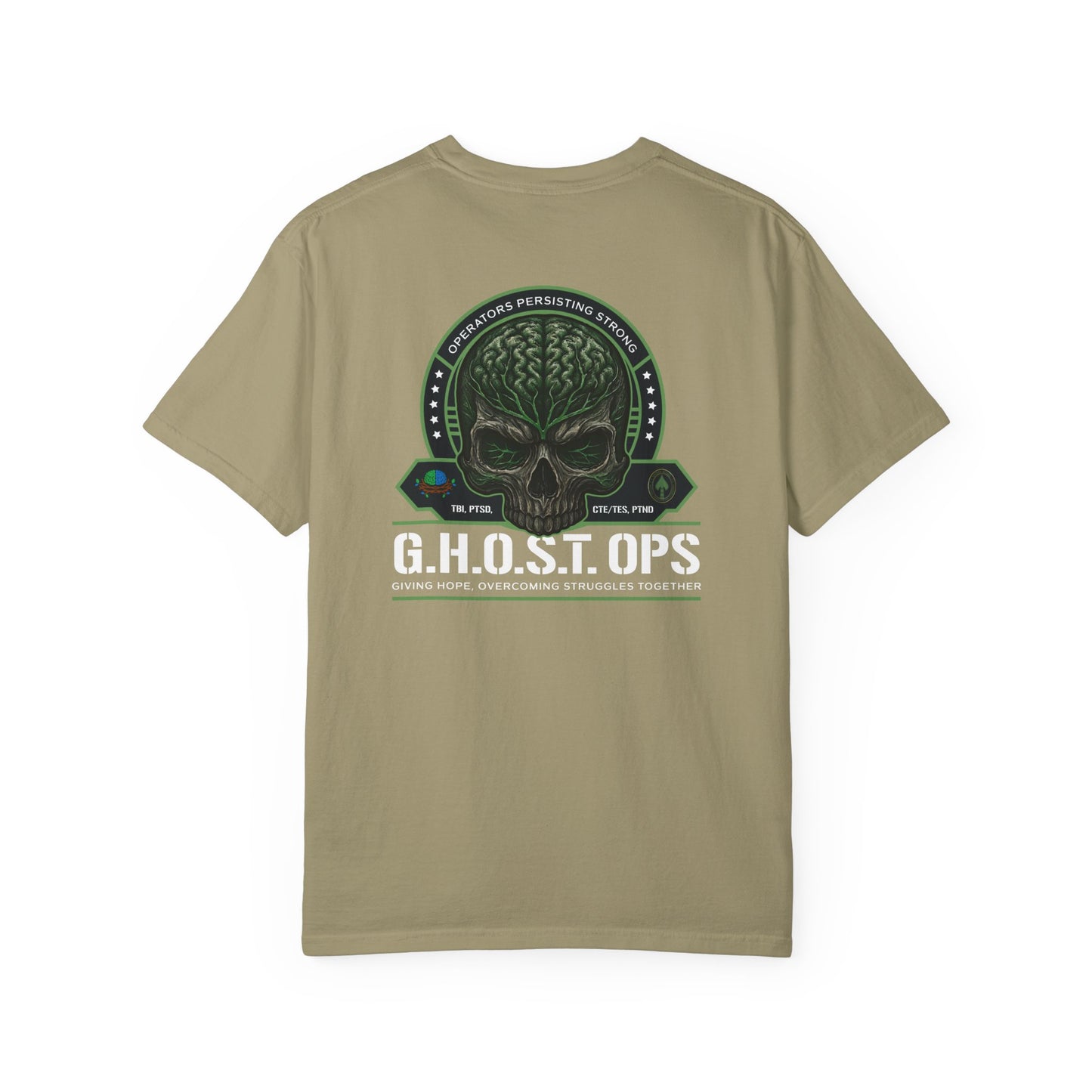 G.H.O.S.T. OPS™ Skull Back Print Tee – Brain Injury & Caregiver Support Shirt, Casual Wear, Gift for Gamers, Military, Birthday Present, Halloween Outfit, Unique Style