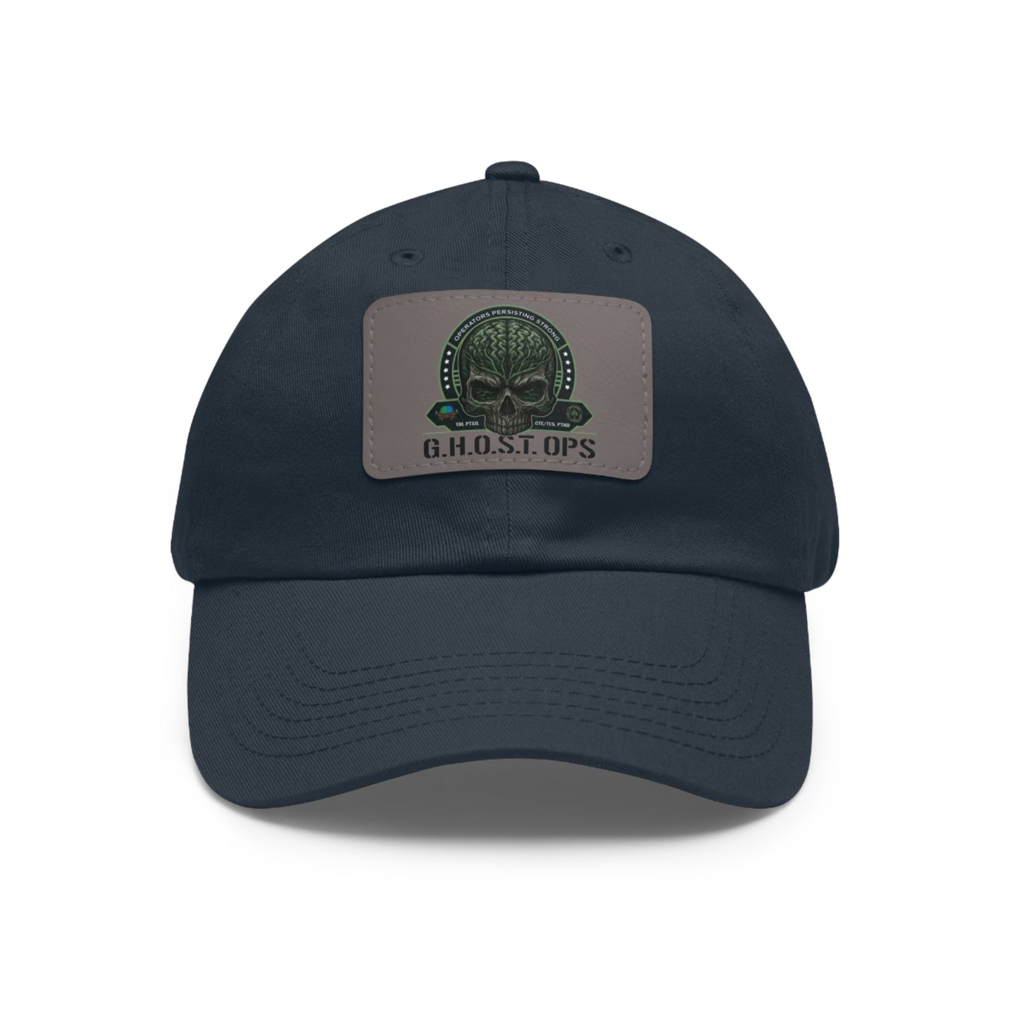 G.H.O.S.T. OPS Dad Hat, Stylish Black Cap with Leather Patch, Trendy Accessories for Dads, Gifts for Men, Casual Wear