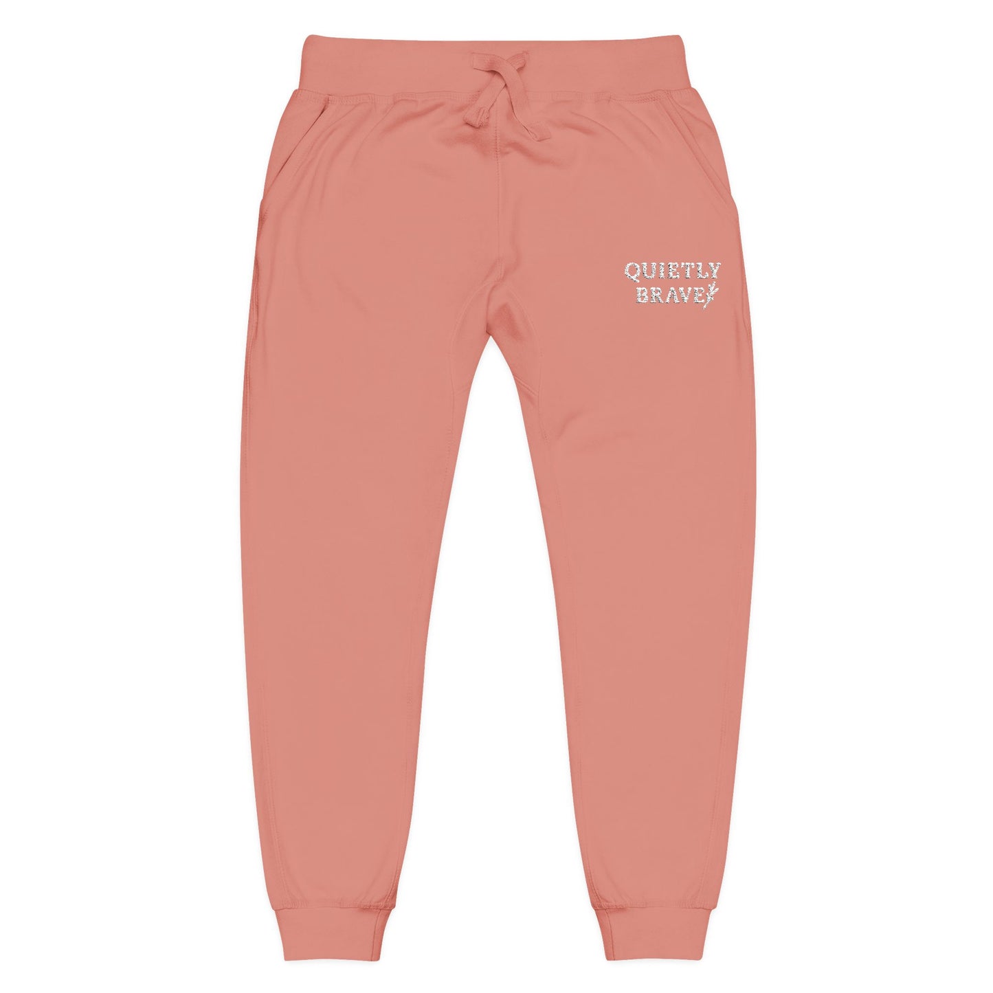 Quietly Brave Sweatpants – Cozy Unisex Fleece Joggers, Empowering Embroidery, Loungewear Gift for Caregivers, Athleisure Comfort