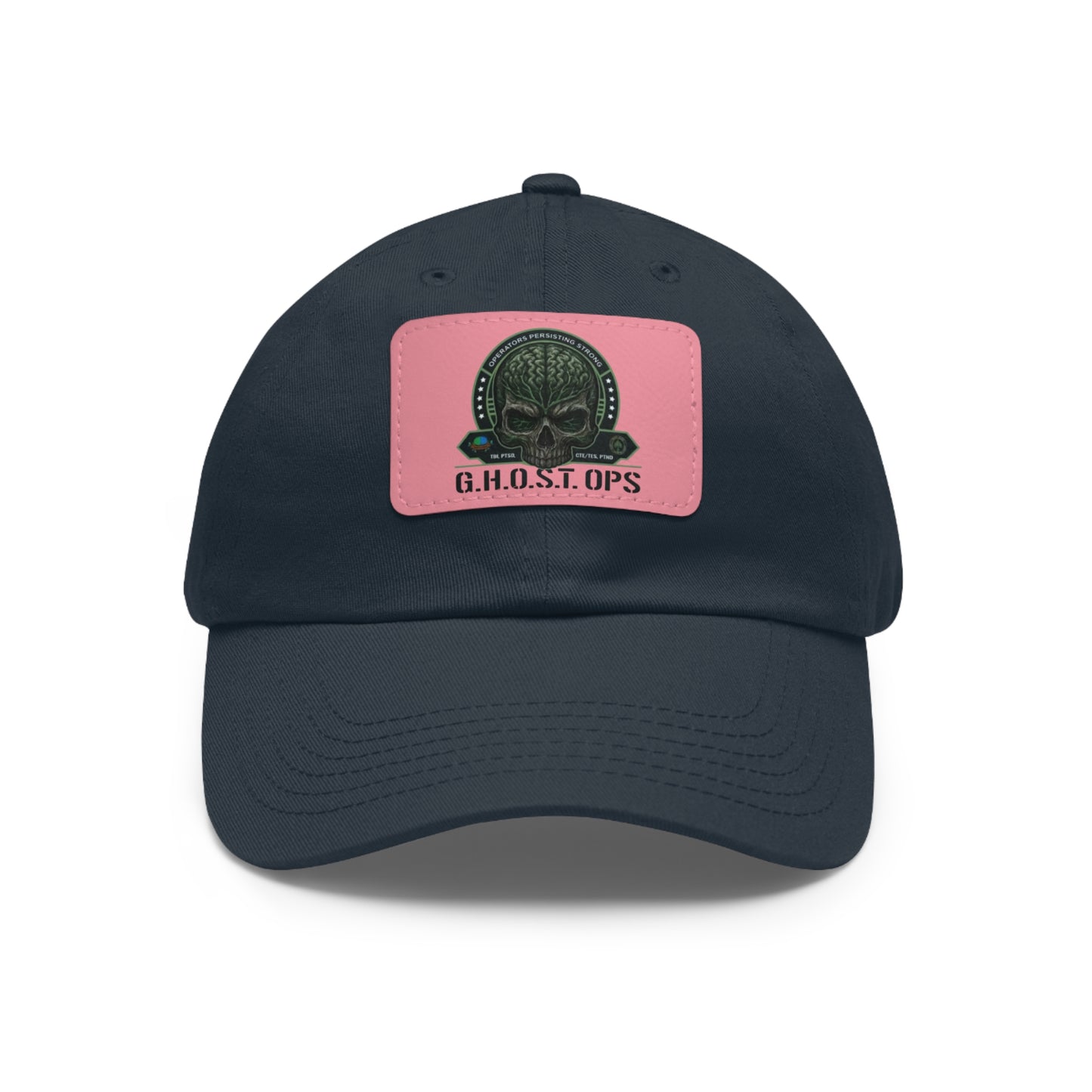 G.H.O.S.T. OPS Dad Hat, Stylish Black Cap with Leather Patch, Trendy Accessories for Dads, Gifts for Men, Casual Wear