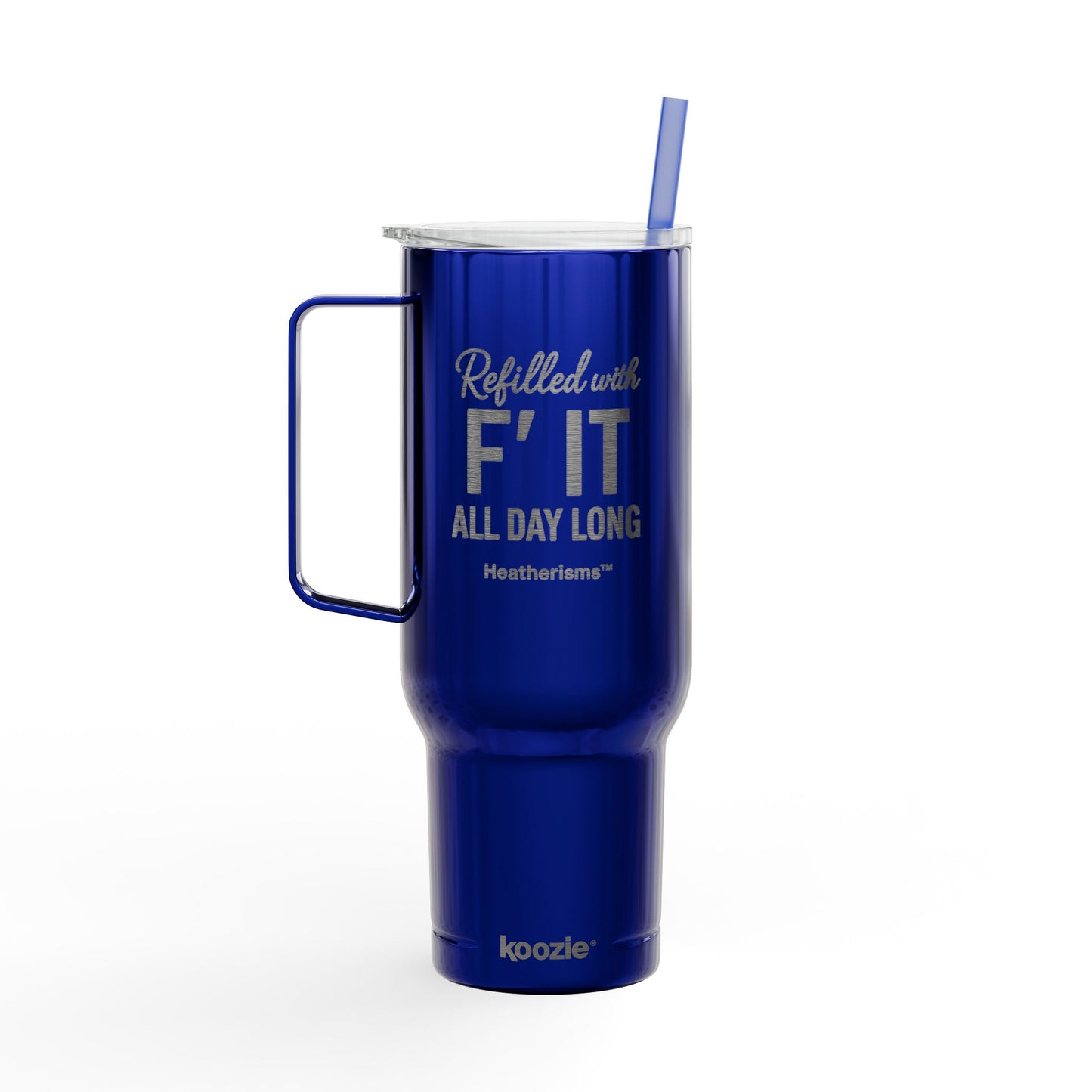 Hydrated as F’ it – 40oz Stainless Steel Tumbler with Lid, Straw & Handle for Ice Coffee, Personalized Gift for Friends, Travel Mug for Outdoor Activities