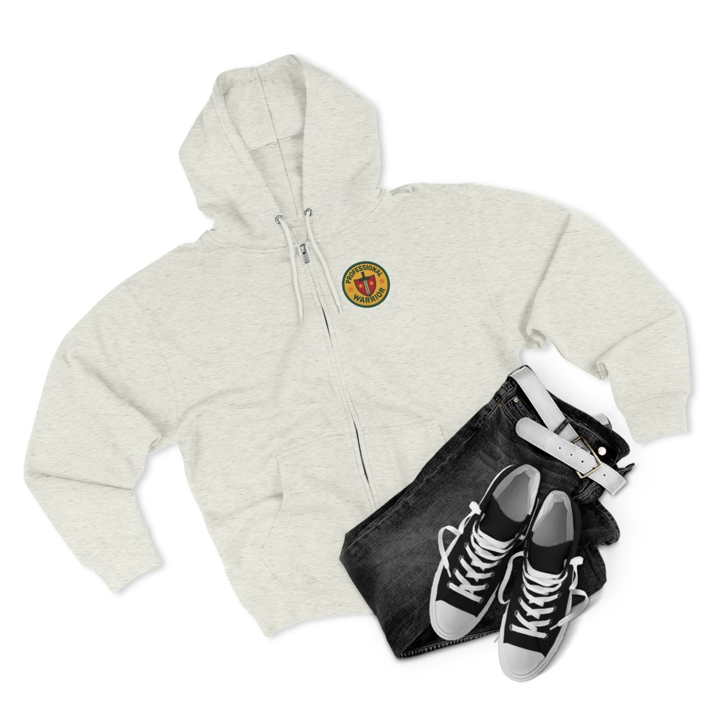 Professional Warrior™ Zip Hoodie – Caregiver & Resilience Badge Sweatshirt | Robbins Nest Alliance, Gift for Friends, Perfect for Any Season, Versatile Light Layer