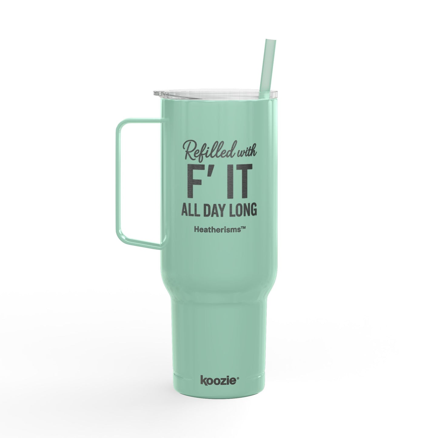 Hydrated as F’ it – 40oz Stainless Steel Tumbler with Lid, Straw & Handle for Ice Coffee, Personalized Gift for Friends, Travel Mug for Outdoor Activities