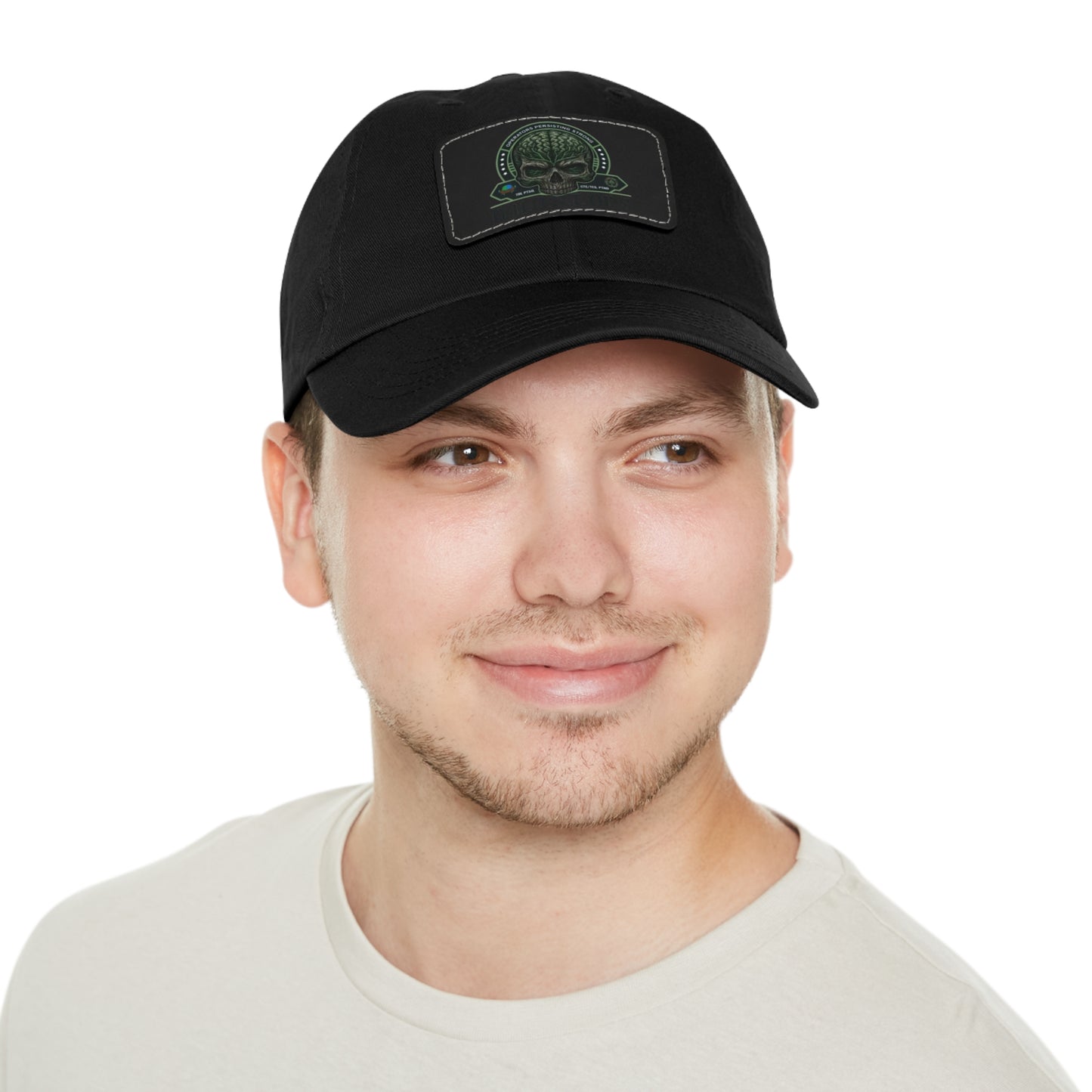 G.H.O.S.T. OPS Dad Hat, Stylish Black Cap with Leather Patch, Trendy Accessories for Dads, Gifts for Men, Casual Wear