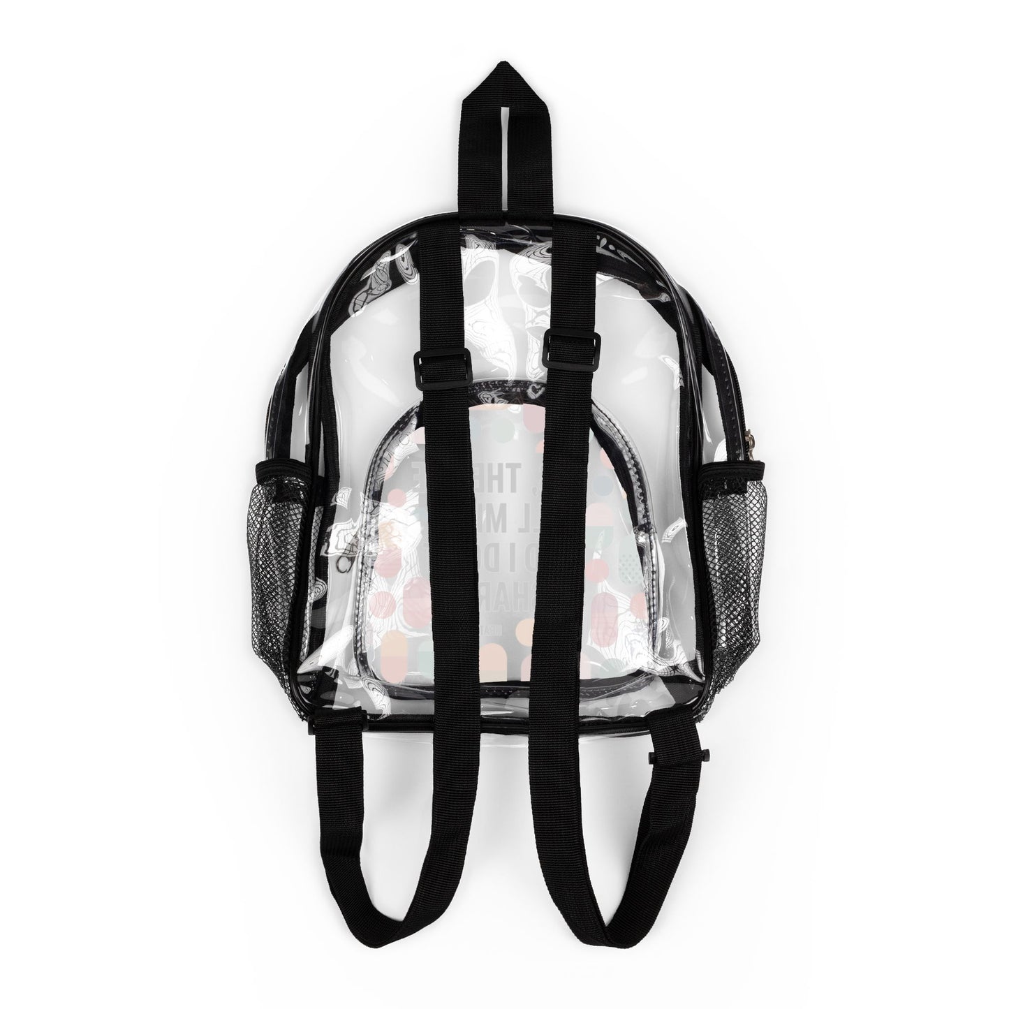“Yes, They’re All Mine and I Don’t Share” |Clear Mini Backpack – Pill Print Caregiver Statement Bag by Heatherisms™