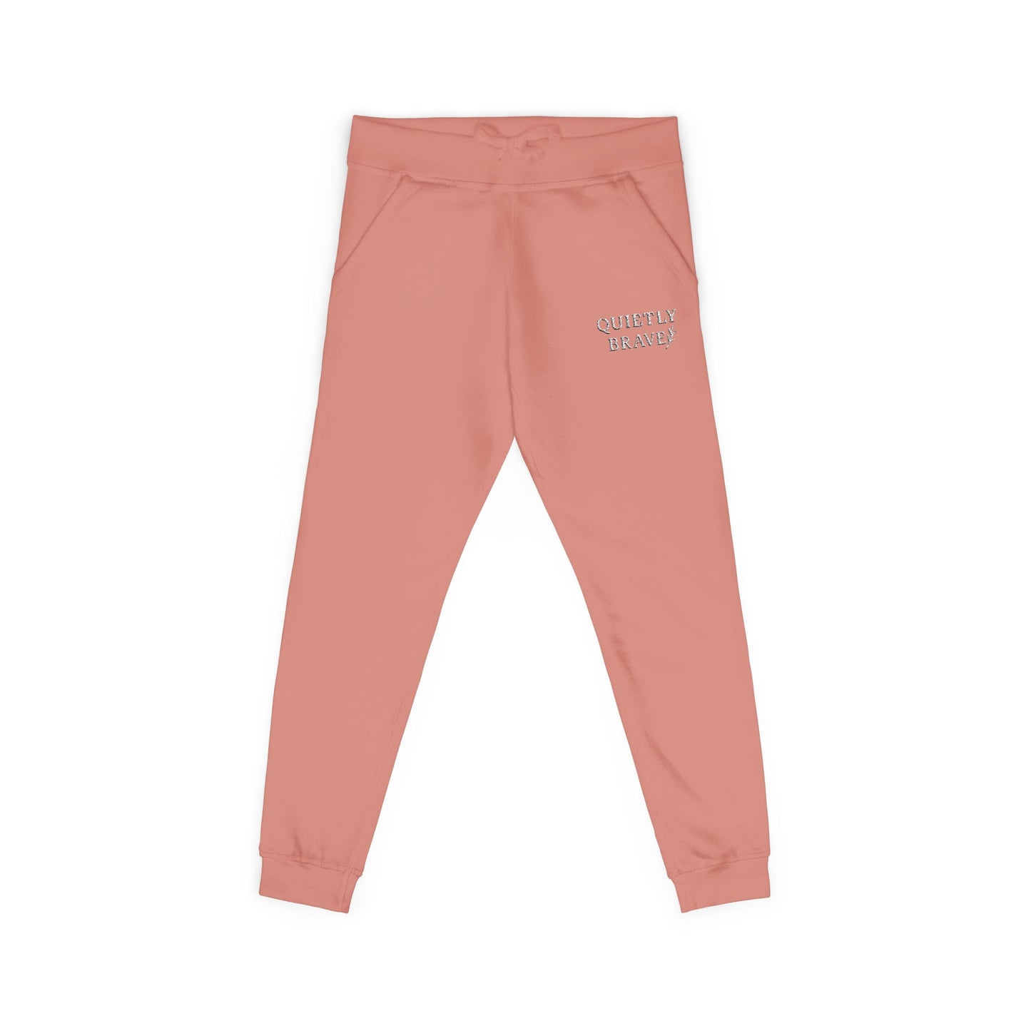 Quietly Brave Sweatpants – Cozy Unisex Fleece Joggers, Empowering Embroidery, Loungewear Gift for Caregivers, Athleisure Comfort