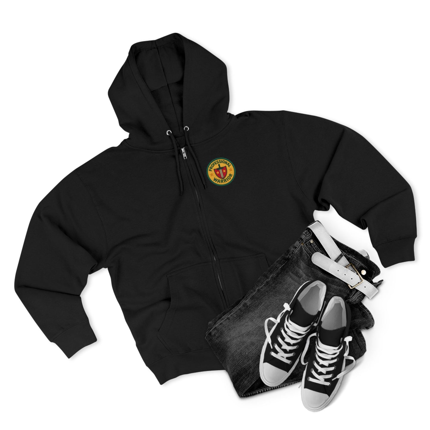 Professional Warrior™ Zip Hoodie – Caregiver & Resilience Badge Sweatshirt | Robbins Nest Alliance, Gift for Friends, Perfect for Any Season, Versatile Light Layer