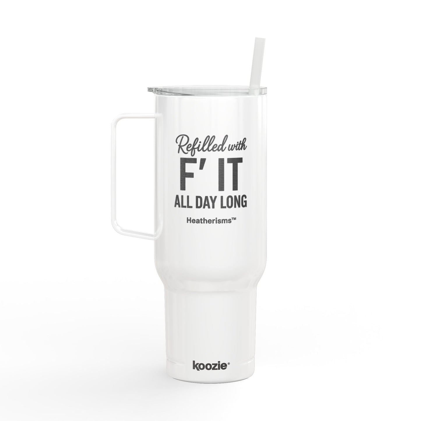 Hydrated as F’ it – 40oz Stainless Steel Tumbler with Lid, Straw & Handle for Ice Coffee, Personalized Gift for Friends, Travel Mug for Outdoor Activities