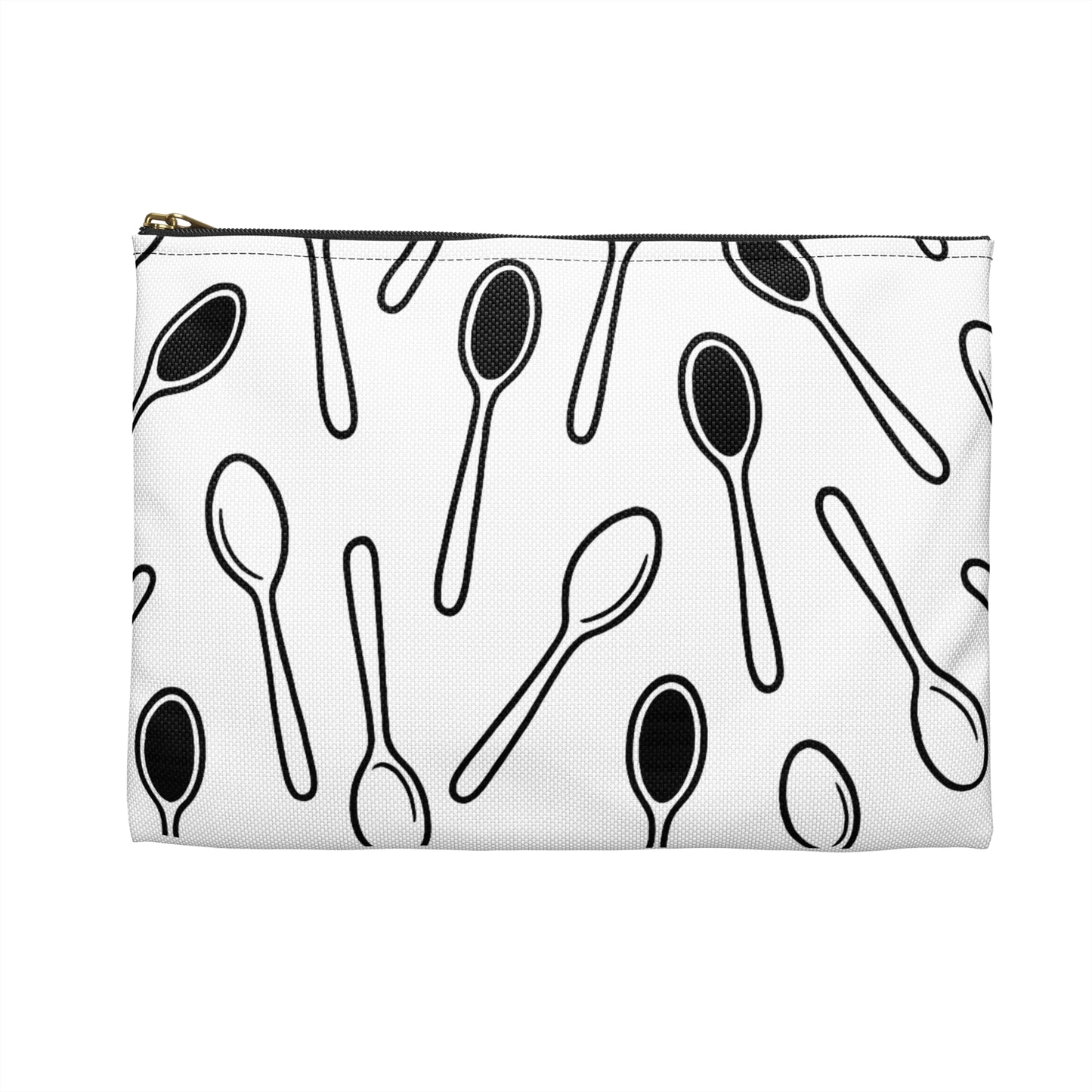 Fresh Out of Spoons – Zippered Pouch | Heatherisms™- Ideal Gift for Friends, Kitchen Storage Bag, Travel Organizer, Makeup Bag, Whimsical Gift