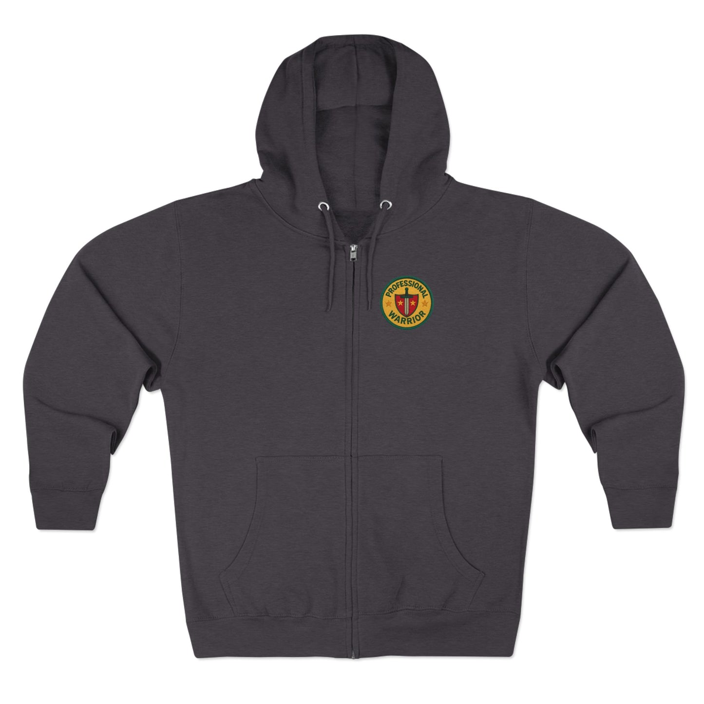 Professional Warrior™ Zip Hoodie – Caregiver & Resilience Badge Sweatshirt | Robbins Nest Alliance, Gift for Friends, Perfect for Any Season, Versatile Light Layer