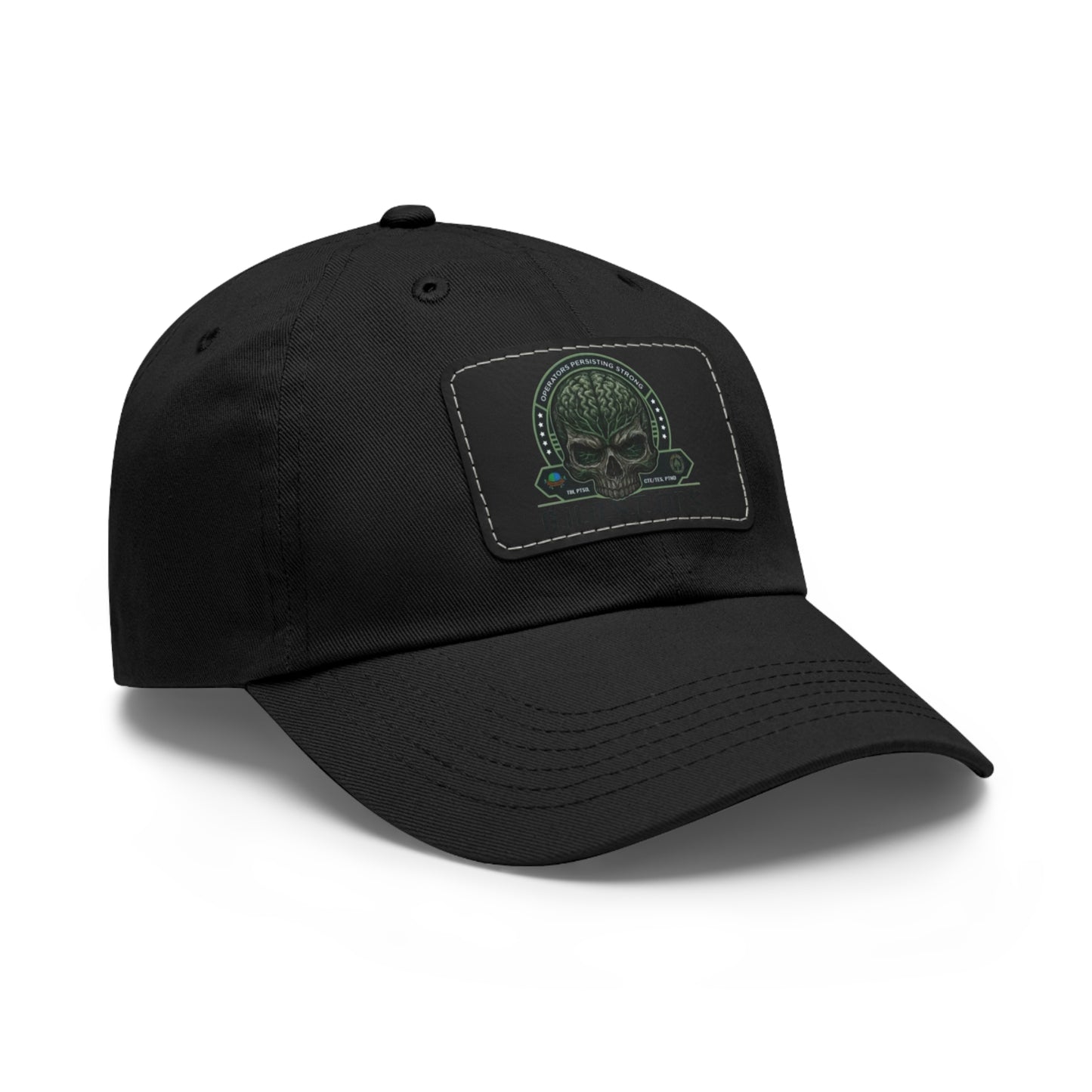 G.H.O.S.T. OPS Dad Hat, Stylish Black Cap with Leather Patch, Trendy Accessories for Dads, Gifts for Men, Casual Wear