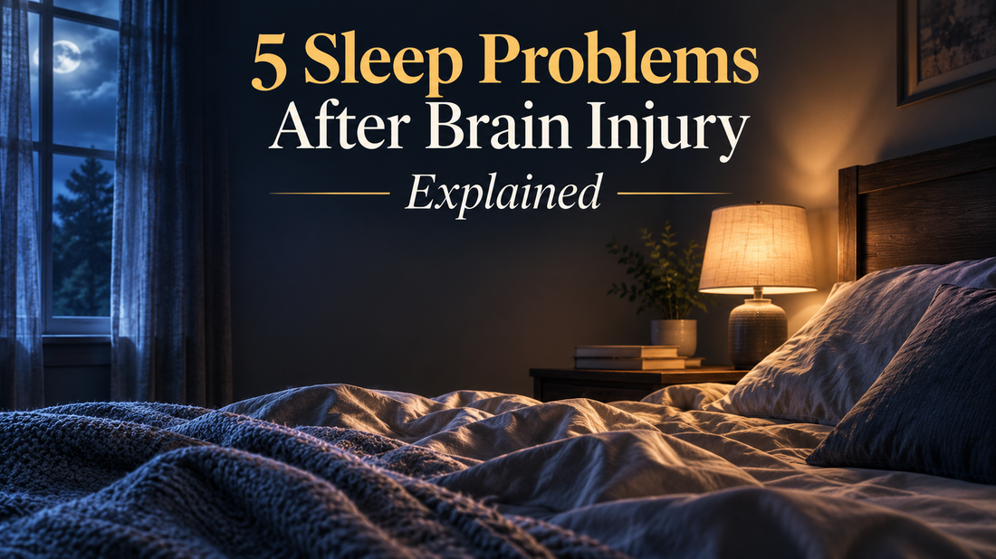 A dimly lit bedroom at night, representing the range of sleep problems connected to brain injury covered in this guide.