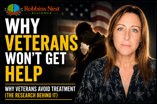 Heather Robbins, founder of Robbins Nest Alliance, speaking to camera in a video about why veterans avoid PTSD and brain injury treatment