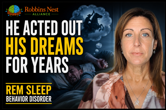 Heather Robbins, founder of Robbins Nest Alliance, speaking to camera in a video about REM sleep behavior disorder and its link to Parkinson's disease