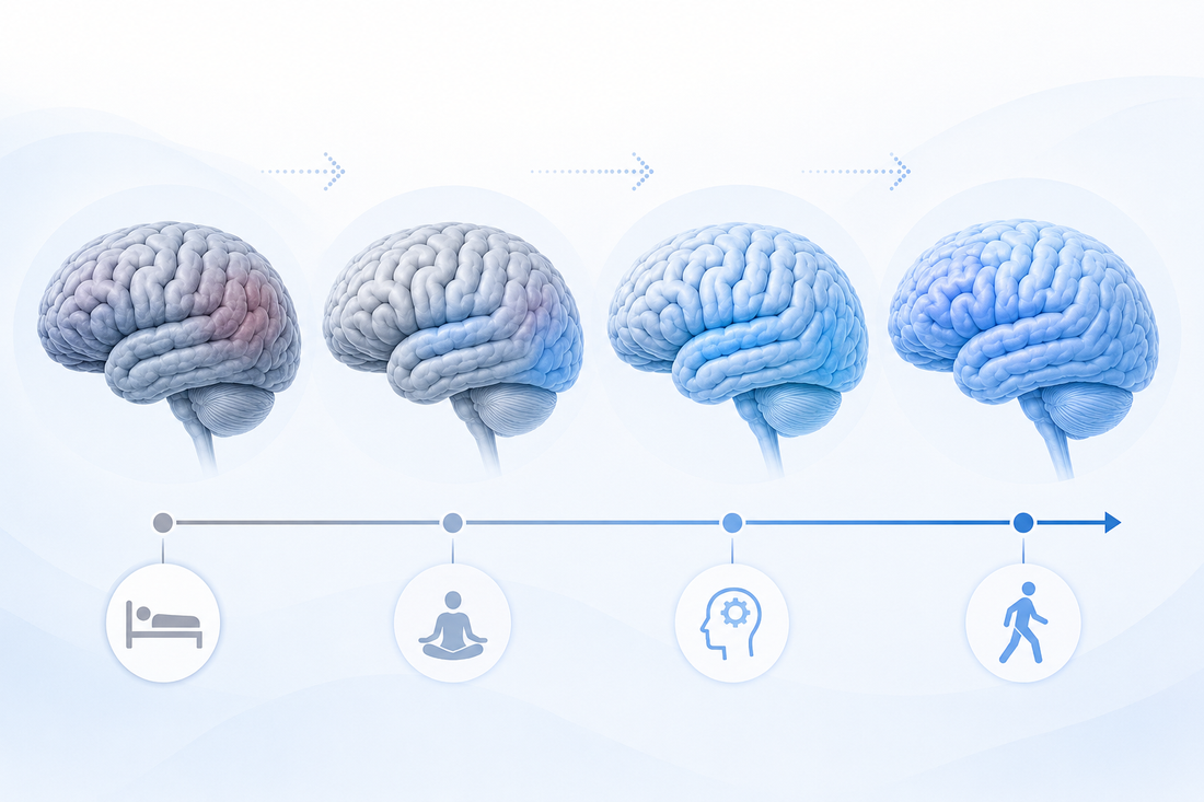 Illustration representing the variable recovery timeline of post-concussion syndrome