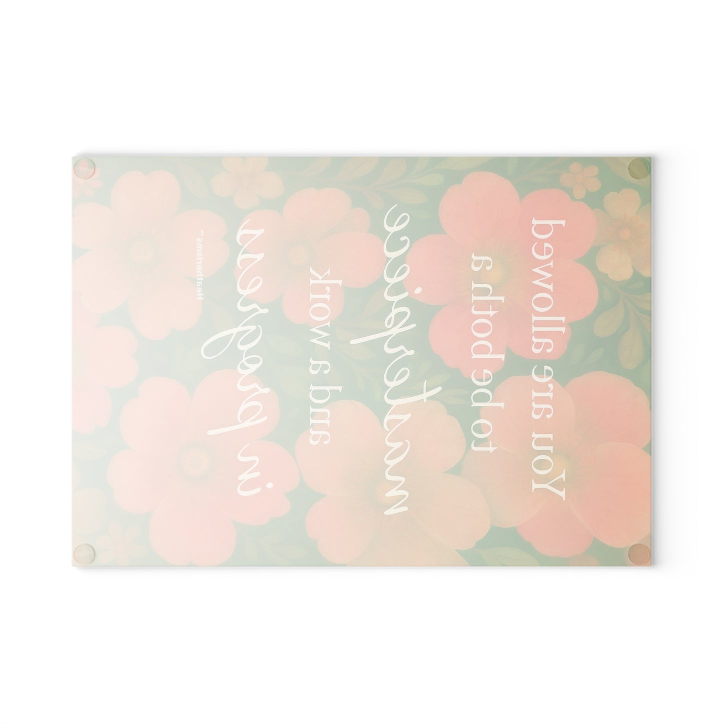 Masterpiece & Work in Progress – Floral Glass Cutting Board | Heatherisms™ Collection Gift for Home Cooks, Unique Cooking Accessory, Floral Design