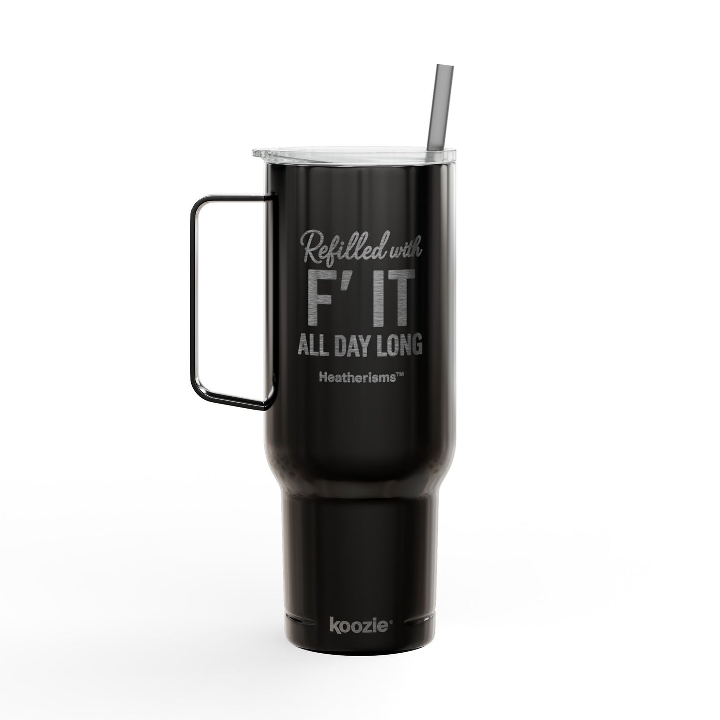 Hydrated as F’ it – 40oz Stainless Steel Tumbler with Lid, Straw & Handle for Ice Coffee, Personalized Gift for Friends, Travel Mug for Outdoor Activities