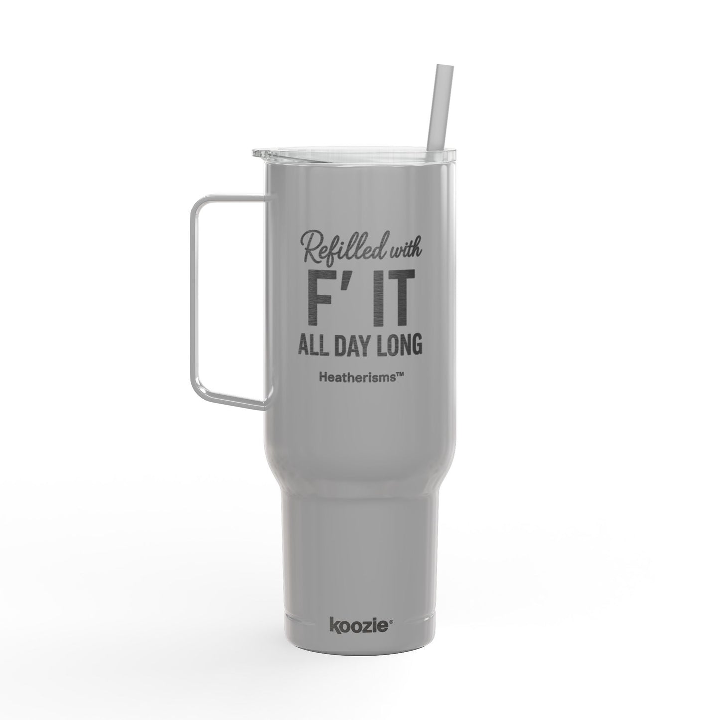 Hydrated as F’ it – 40oz Stainless Steel Tumbler with Lid, Straw & Handle for Ice Coffee, Personalized Gift for Friends, Travel Mug for Outdoor Activities