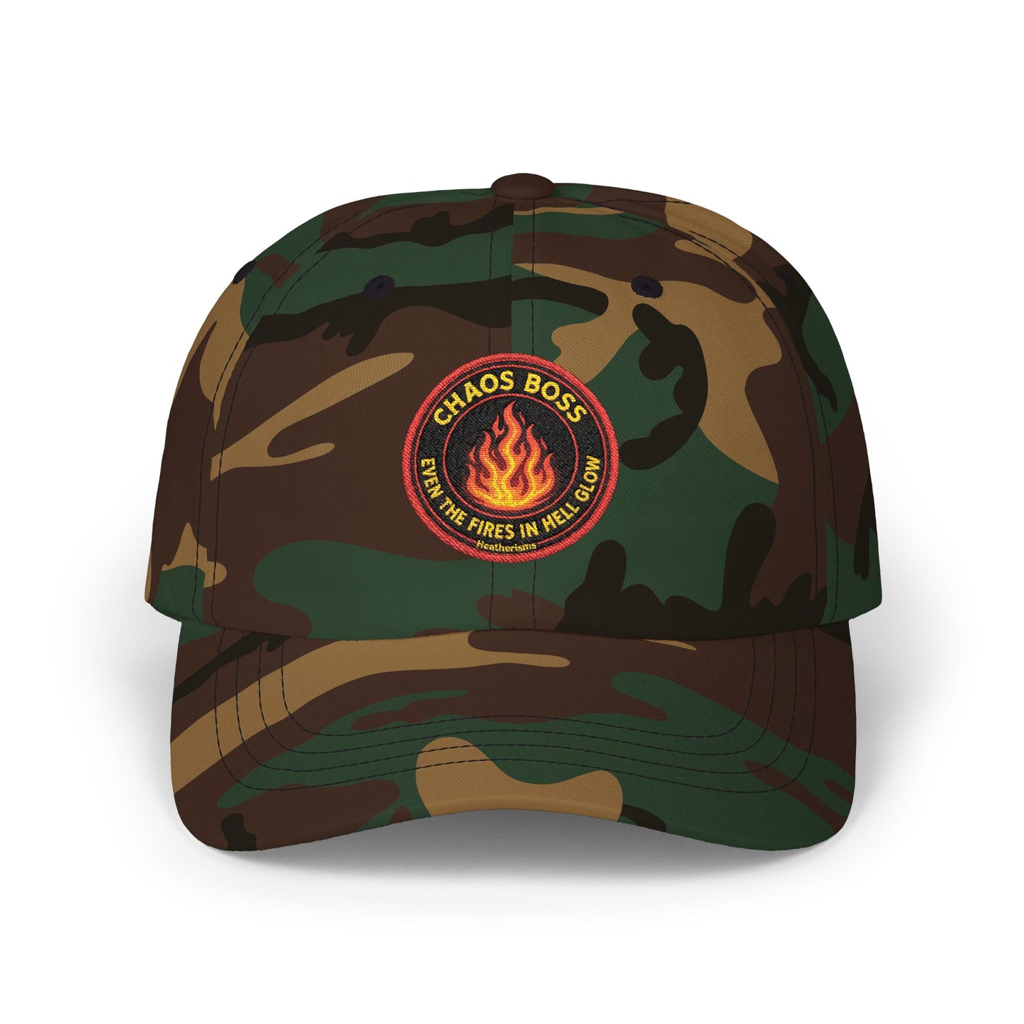 CHAOS BOSS Dad Hat | Embroidered Firefighter-Inspired Cap | Heatherisms™ Collection