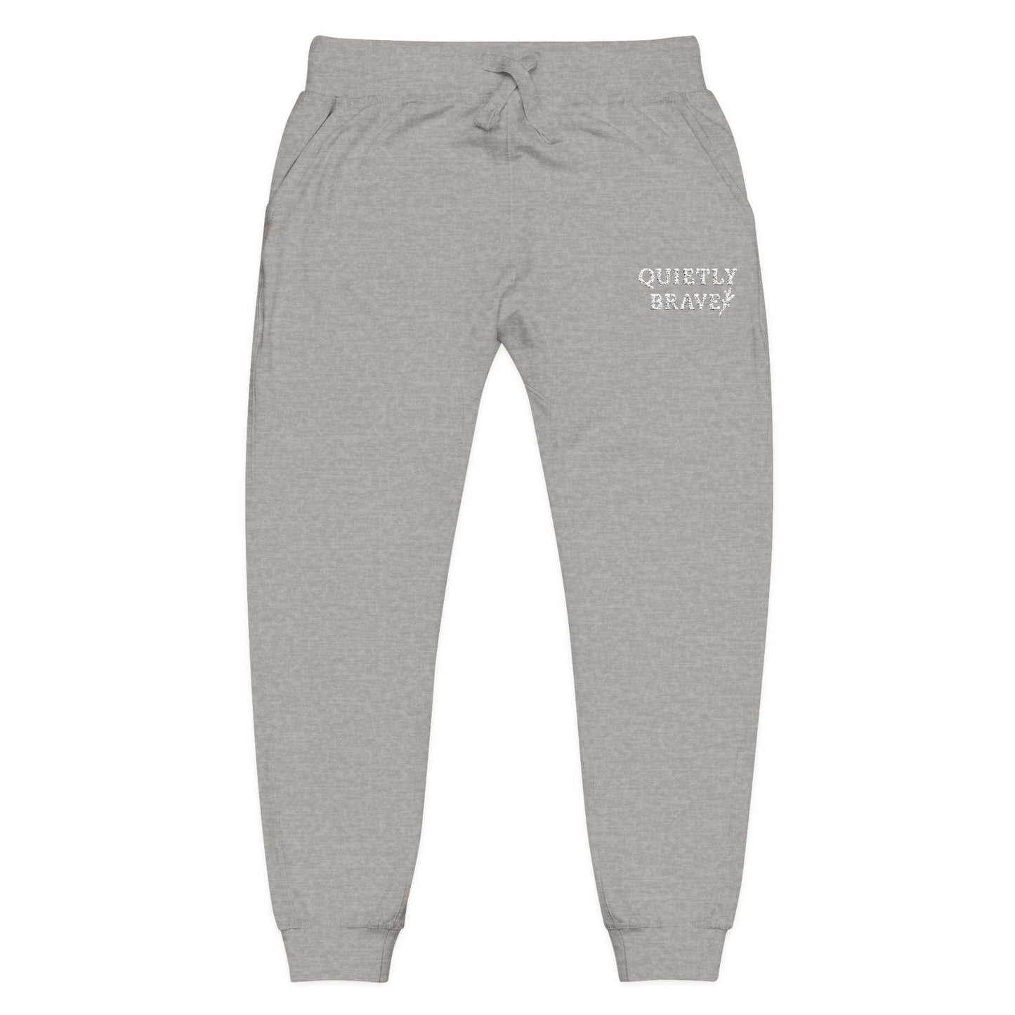 Quietly Brave Sweatpants – Cozy Unisex Fleece Joggers, Empowering Embroidery, Loungewear Gift for Caregivers, Athleisure Comfort