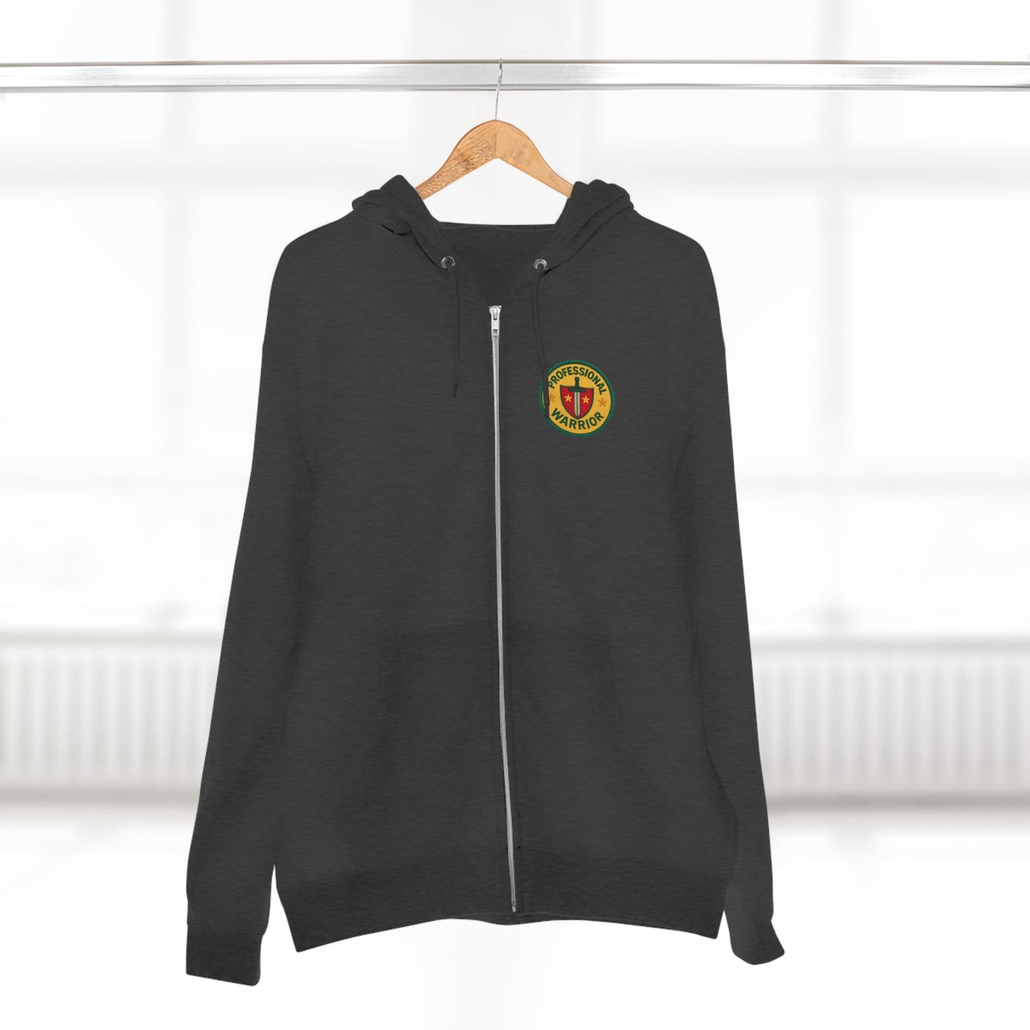 Professional Warrior™ Zip Hoodie – Caregiver & Resilience Badge Sweatshirt | Robbins Nest Alliance, Gift for Friends, Perfect for Any Season, Versatile Light Layer