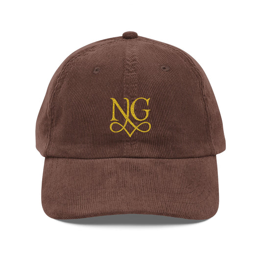 Nestled Grace Vintage Corduroy Cap – Embroidered NG Logo, Adjustable Dad Hat