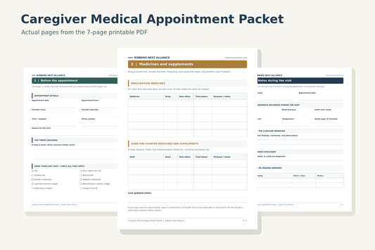 Caregiver Medical Appointment Packet: Track, Record, and Remember Every Visit